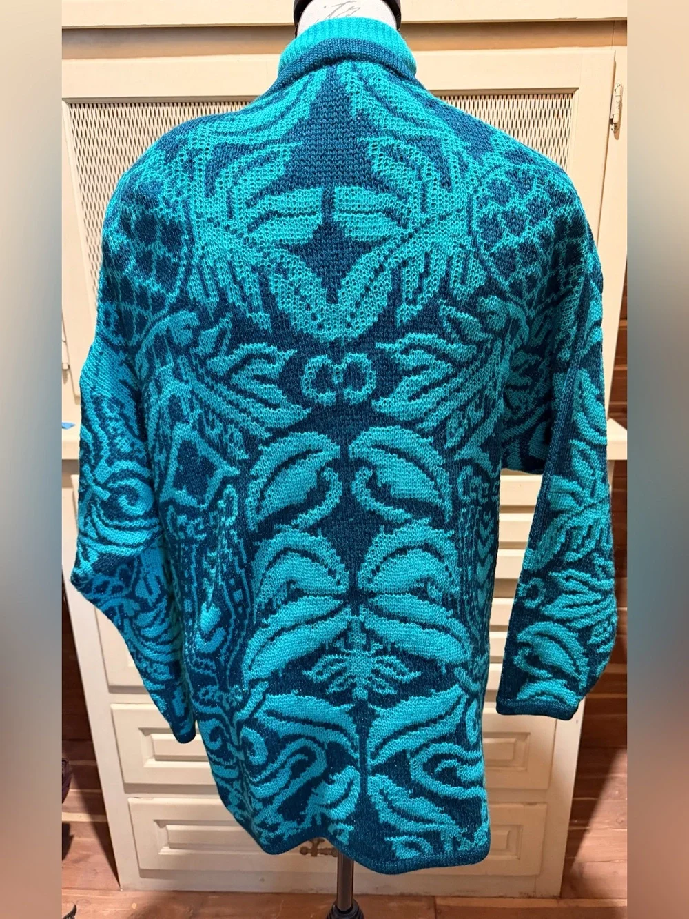 NWT VTG Antonella Ore Italy Metallic Knit Twinset Cardigan Sleeveless Turtleneck